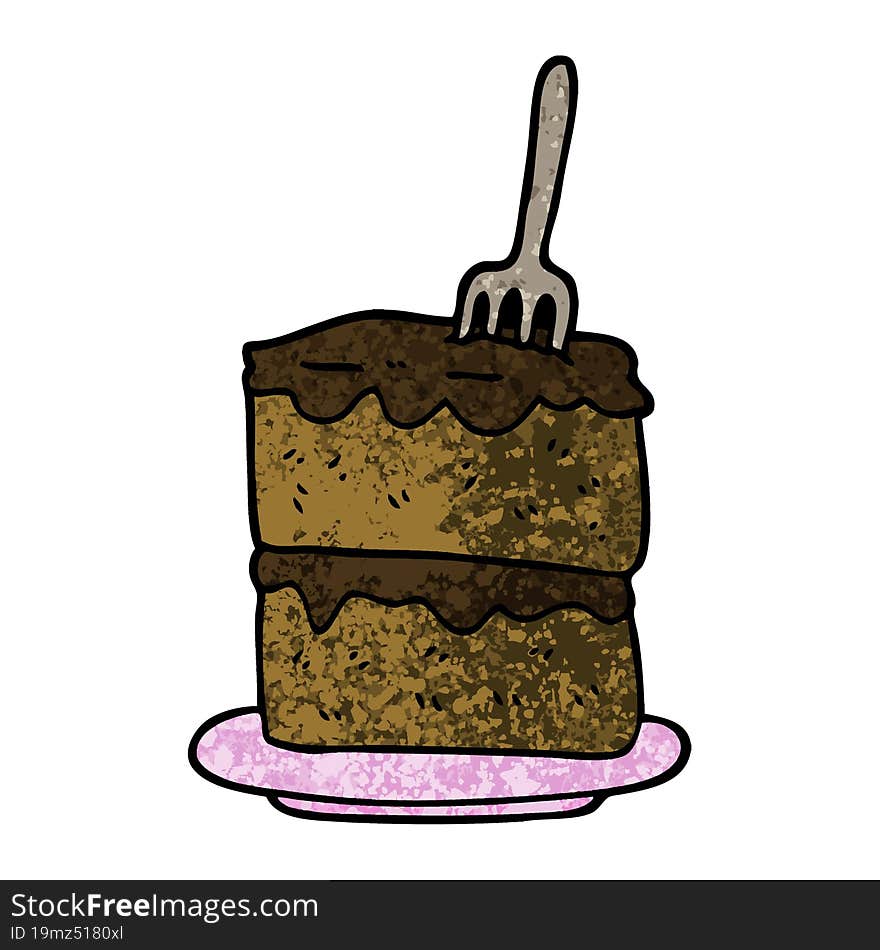 grunge textured illustration cartoon slice of cake