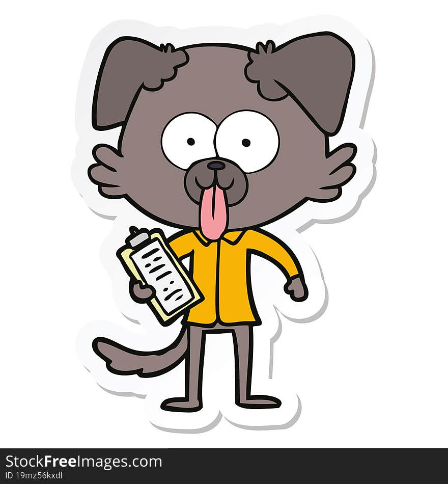 sticker of a cartoon dog with tongue sticking out