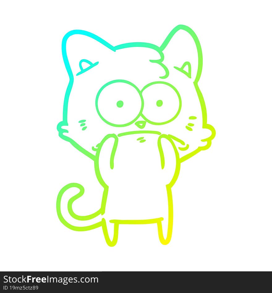 cold gradient line drawing cartoon nervous cat