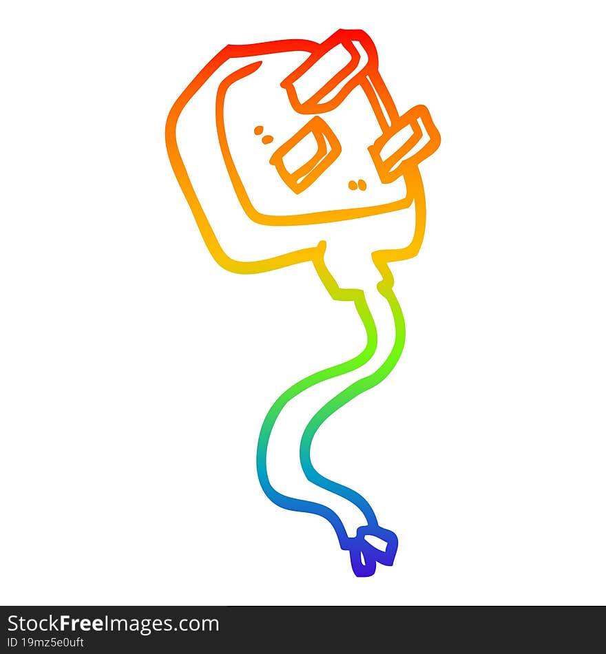 Rainbow Gradient Line Drawing Cartoon British Plug