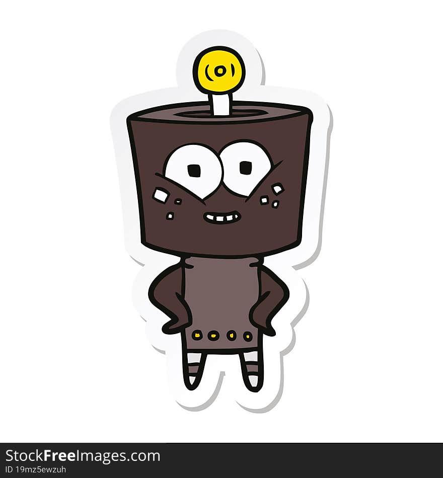 sticker of a happy cartoon robot