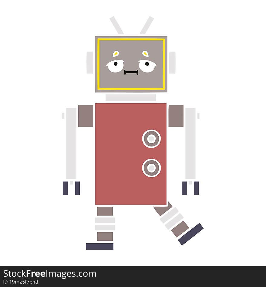 flat color retro cartoon of a robot