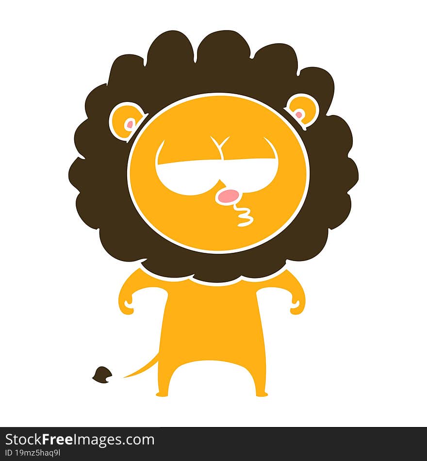 flat color style cartoon bored lion