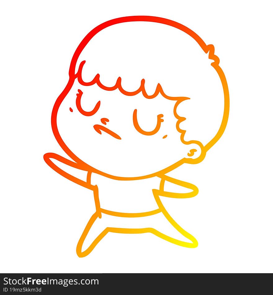 warm gradient line drawing cartoon grumpy boy