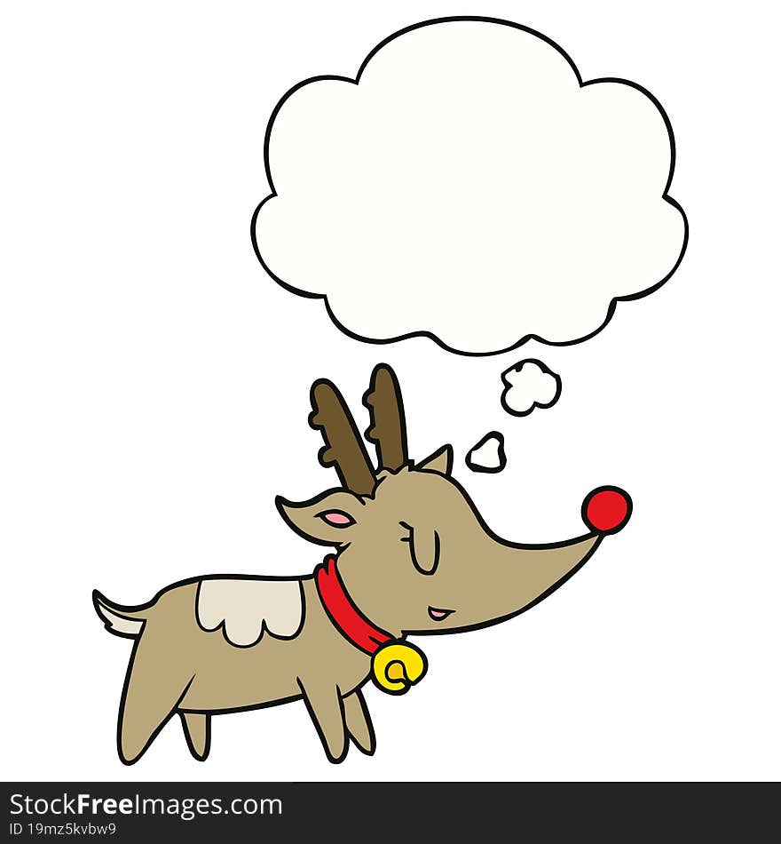 Cartoon Christmas Reindeer And Thought Bubble