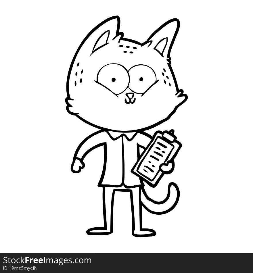 cartoon cat with clipboard. cartoon cat with clipboard