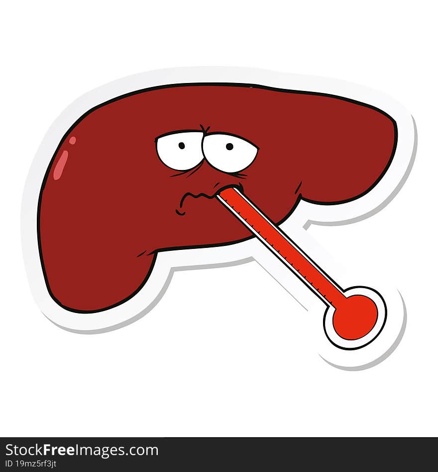 sticker of a cartoon unhealthy liver