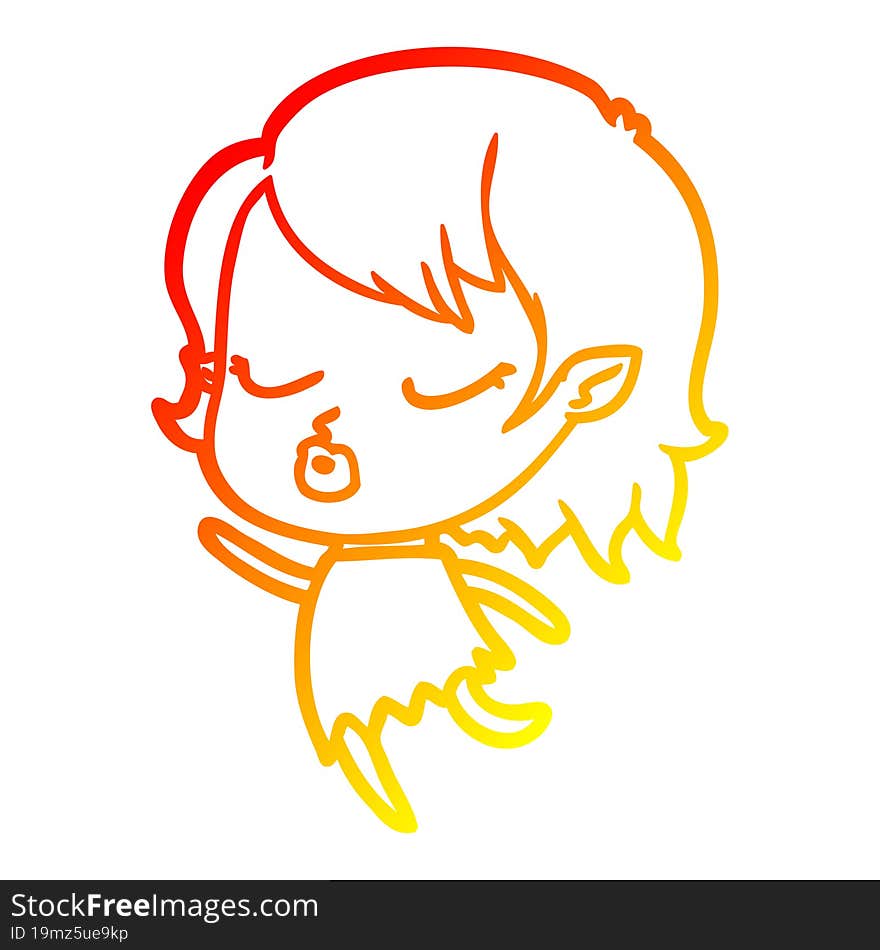 warm gradient line drawing cute cartoon vampire girl