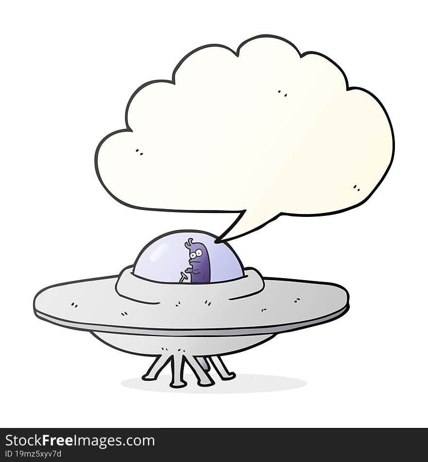 freehand drawn speech bubble cartoon flying saucer