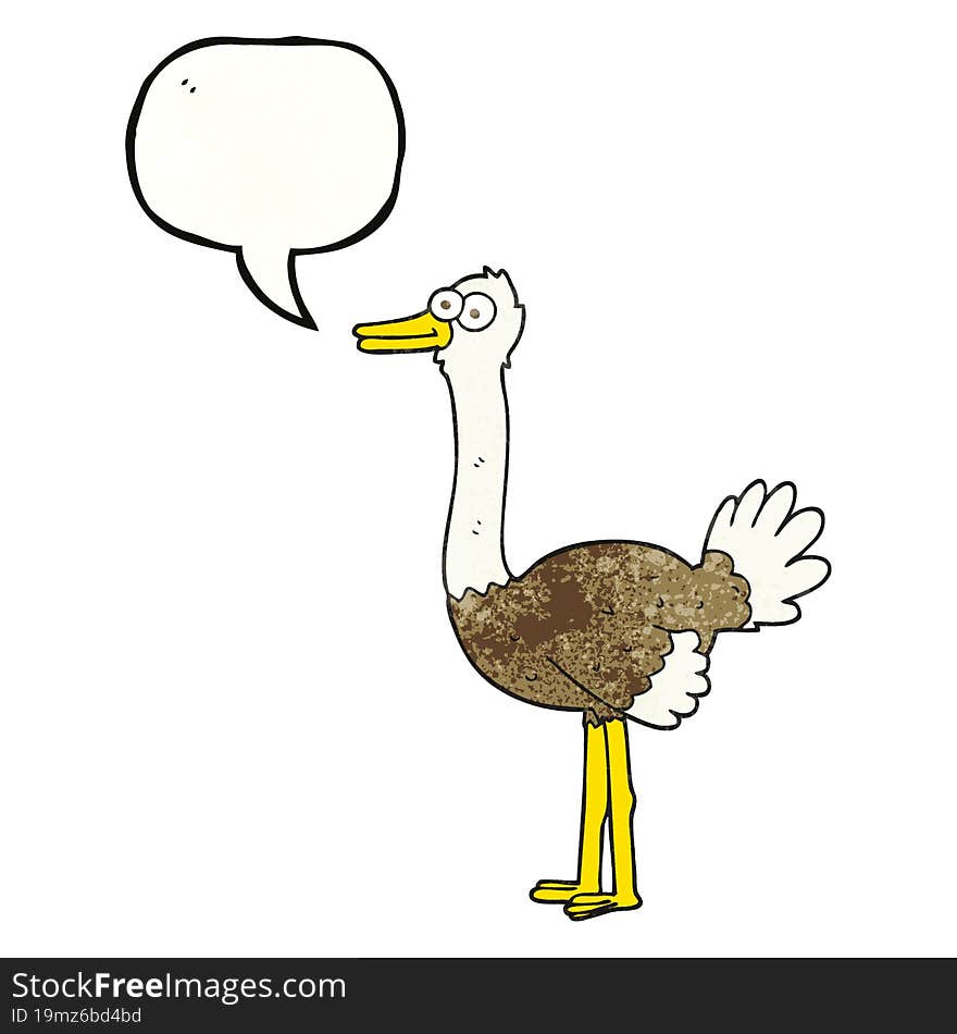 speech bubble textured cartoon ostrich