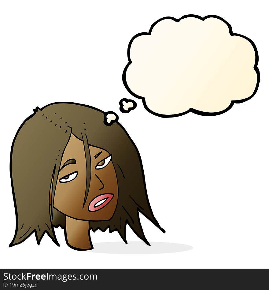 cartoon annoyed woman with thought bubble