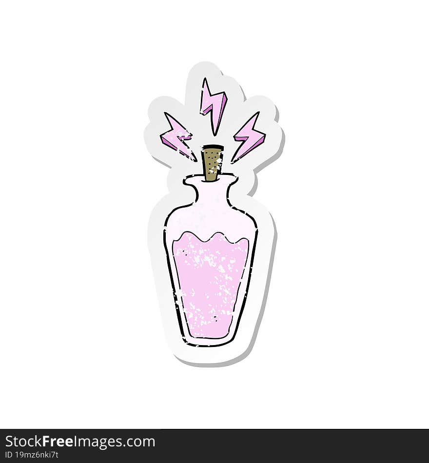 Retro Distressed Sticker Of A Cartoon Potion