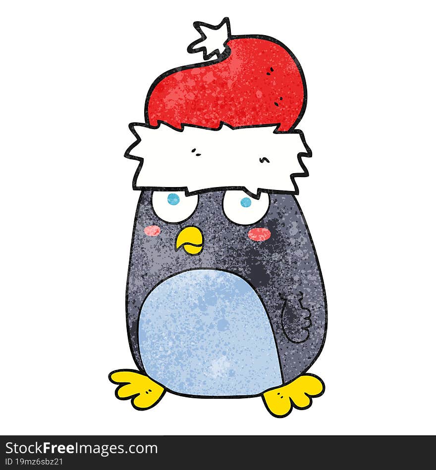 freehand textured cartoon penguin