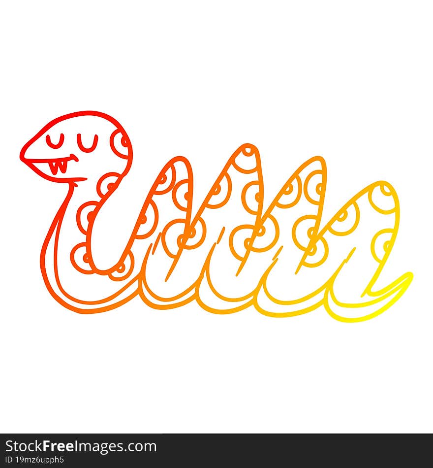 Warm Gradient Line Drawing Cartoon Snake