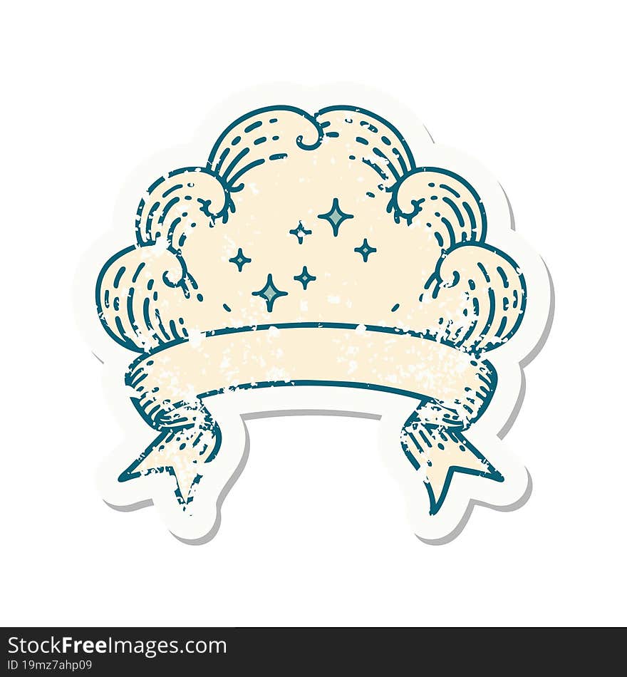 grunge sticker with banner of a cloud