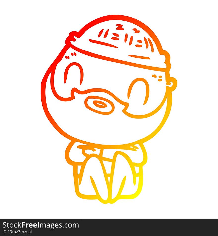 warm gradient line drawing cartoon bearded man