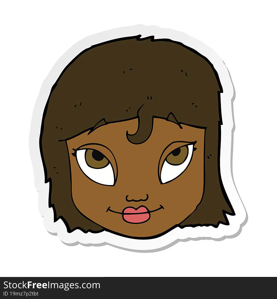 sticker of a cartoon woman smiling