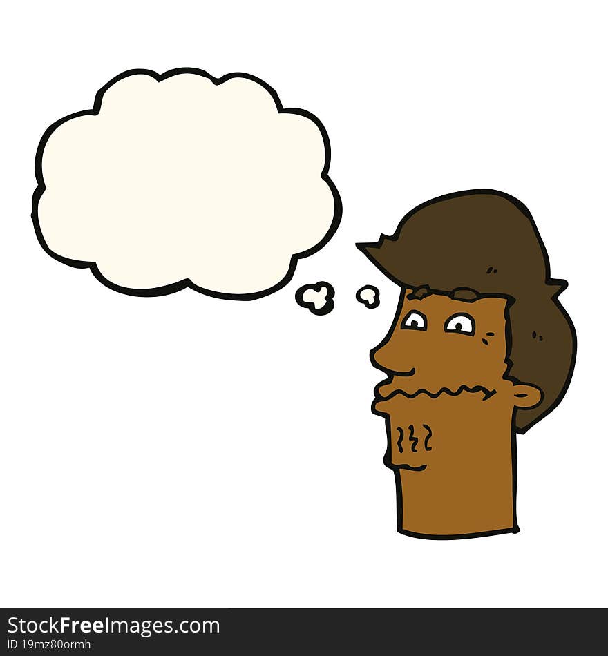 cartoon nervous man with thought bubble