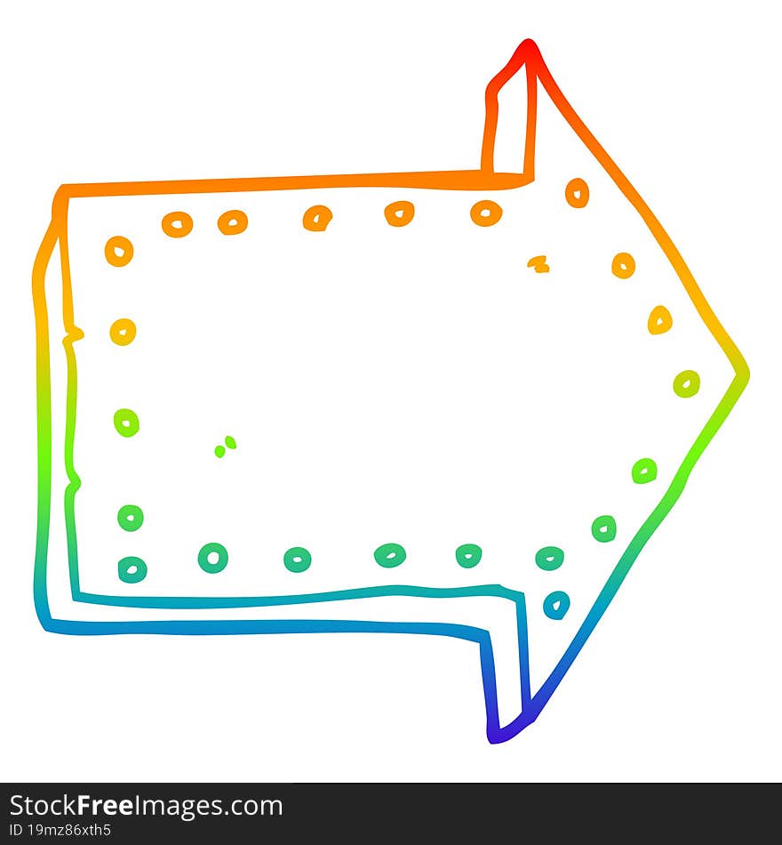 rainbow gradient line drawing cartoon pointing arrow