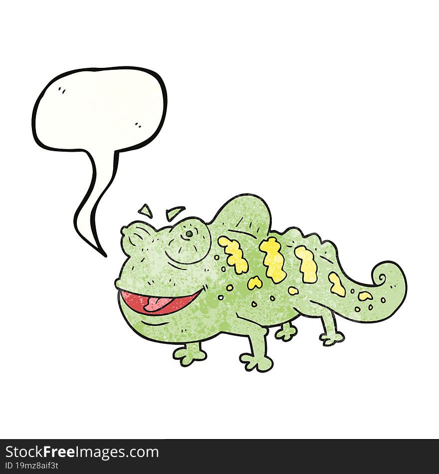 speech bubble textured cartoon chameleon