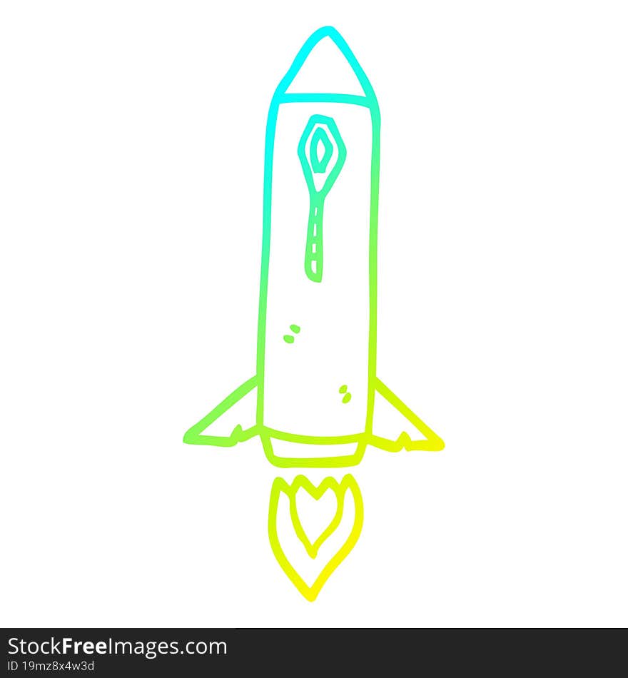 cold gradient line drawing cartoon space rocket