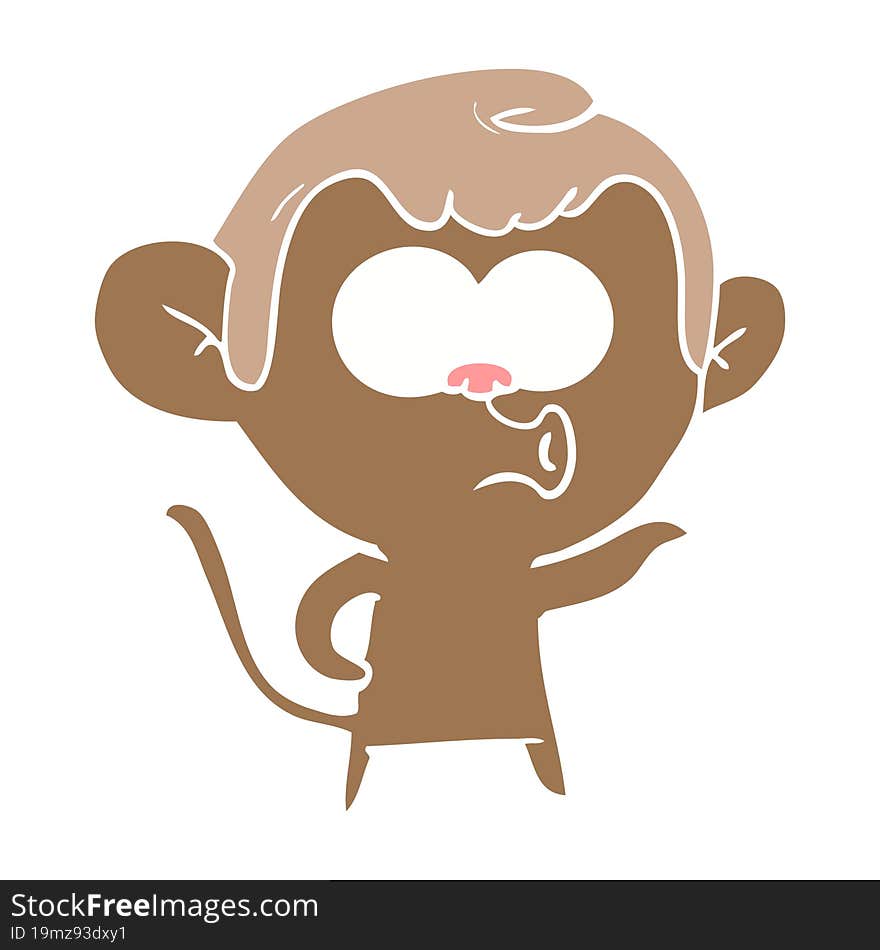 Flat Color Style Cartoon Hooting Monkey