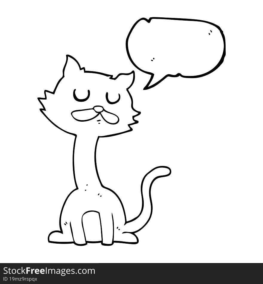 freehand drawn speech bubble cartoon cat