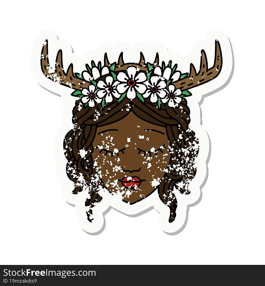 human druid character face grunge sticker