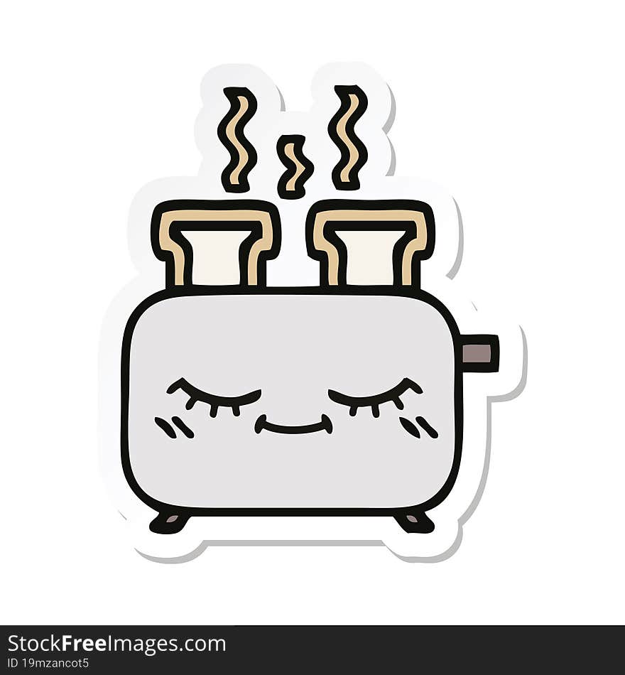 sticker of a cute cartoon of a toaster