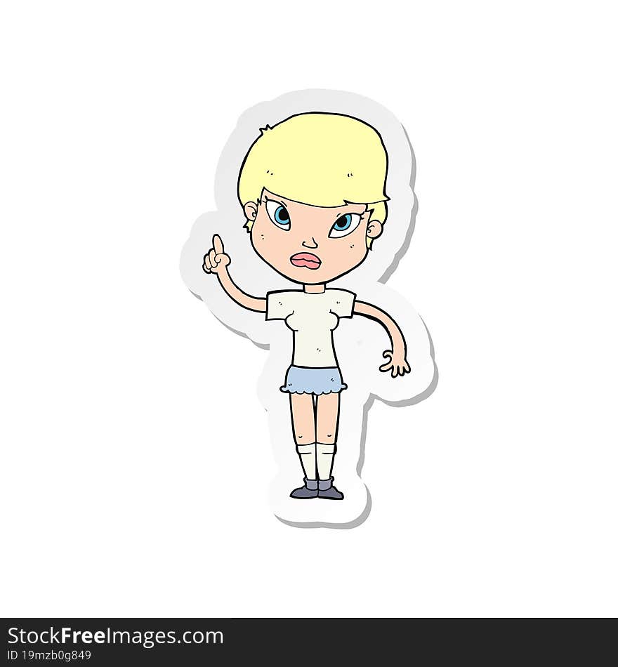 sticker of a cartoon woman with idea