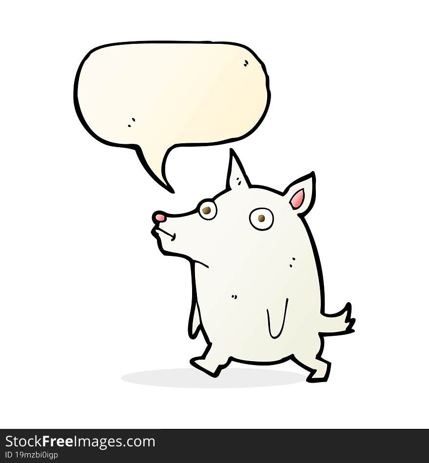 cartoon funny little dog with speech bubble