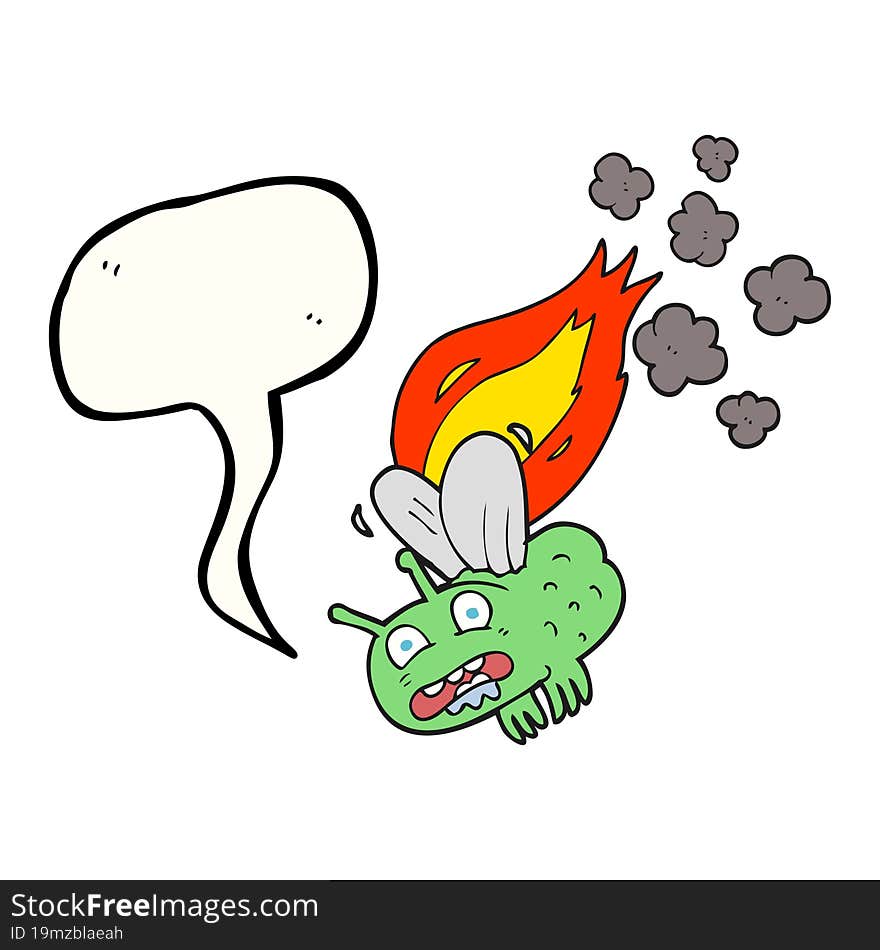 speech bubble cartoon fly crashing and burning