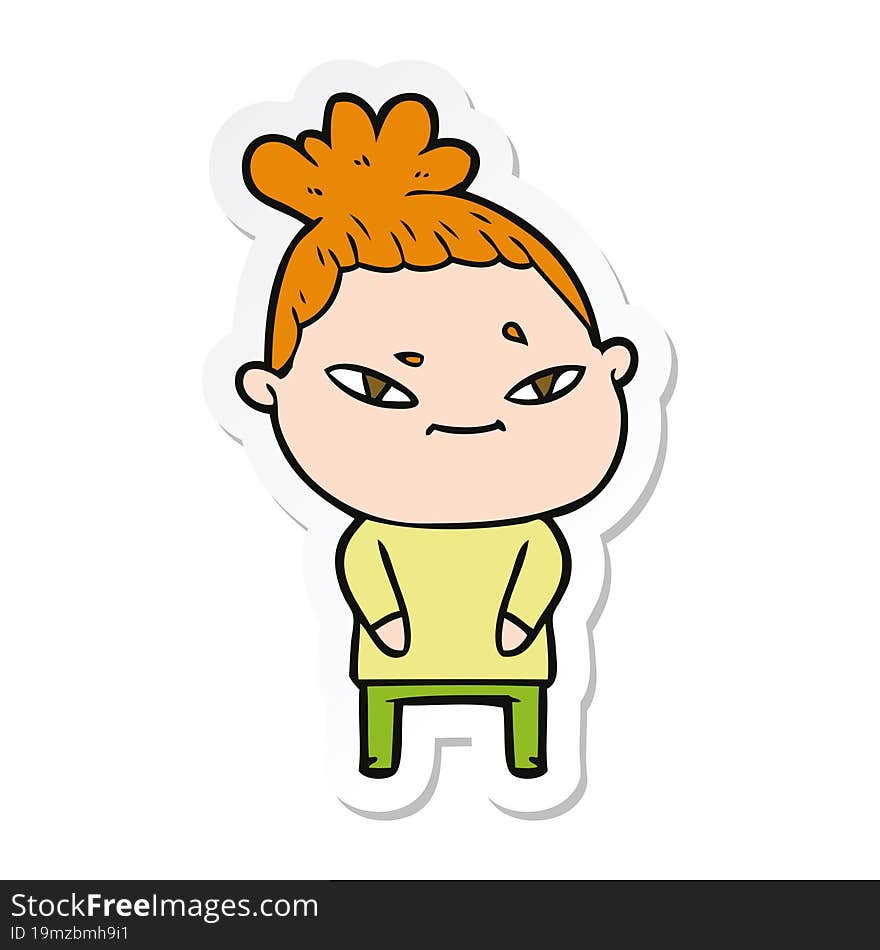 sticker of a cartoon woman