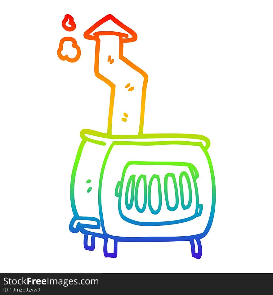 rainbow gradient line drawing cartoon old wood burner