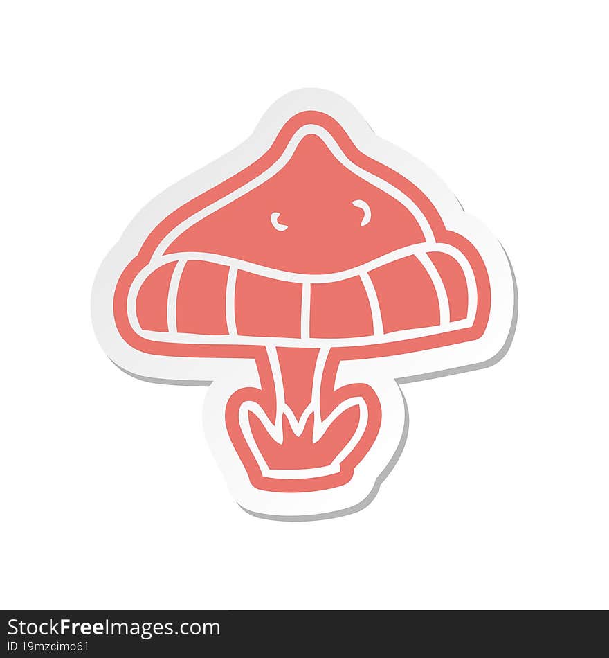 cartoon sticker of a single toadstool