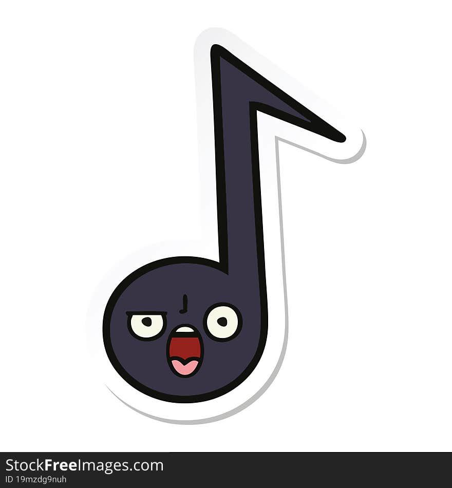 sticker of a cute cartoon musical note