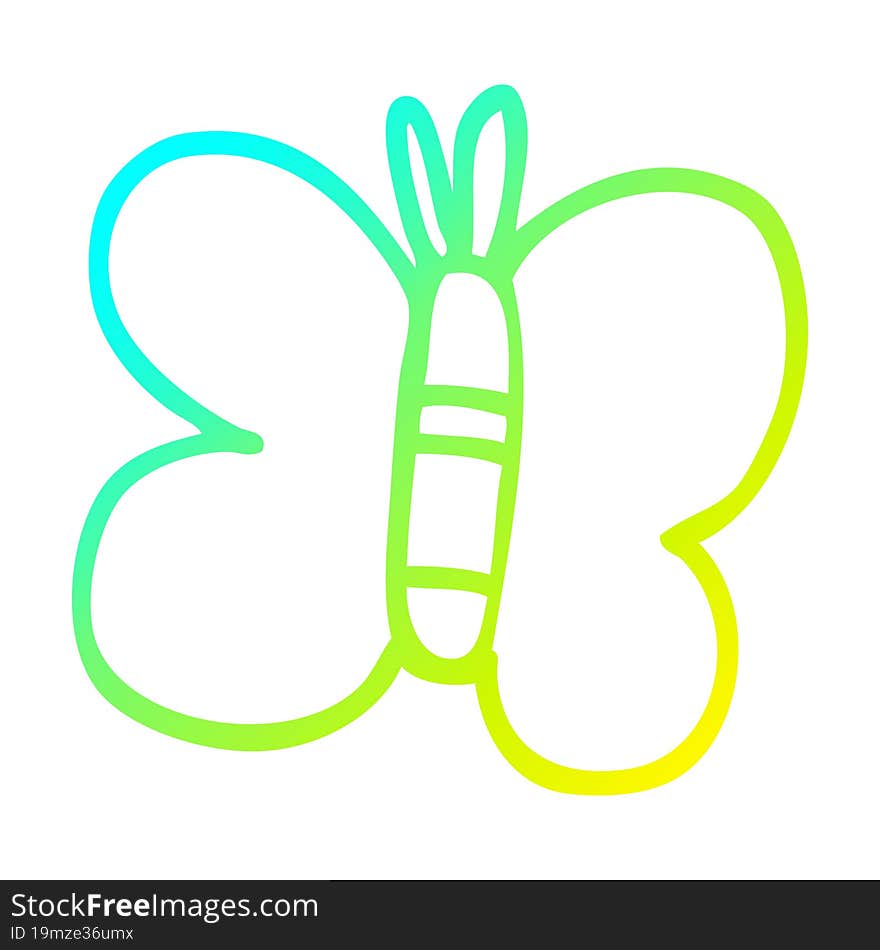 cold gradient line drawing cartoon butterfly