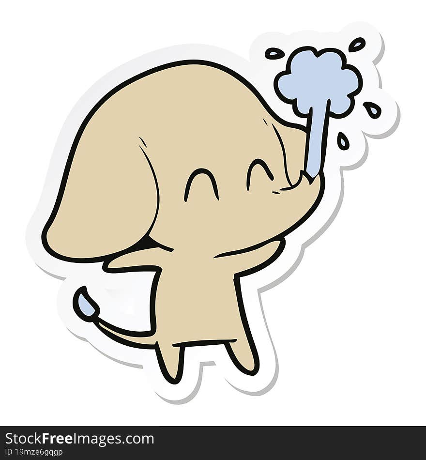 Sticker Of A Cute Cartoon Elephant Spouting Water