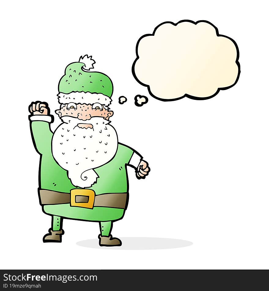 Cartoon Angry Santa Claus With Thought Bubble