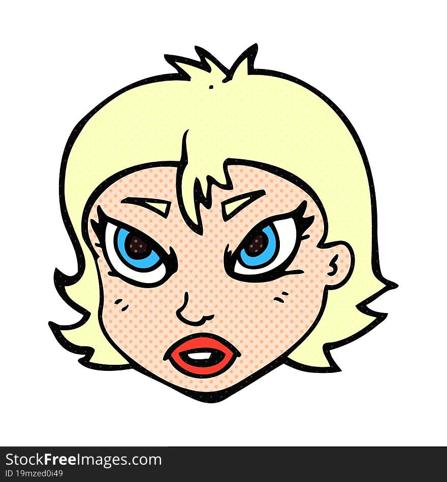 Cartoon Angry Female Face