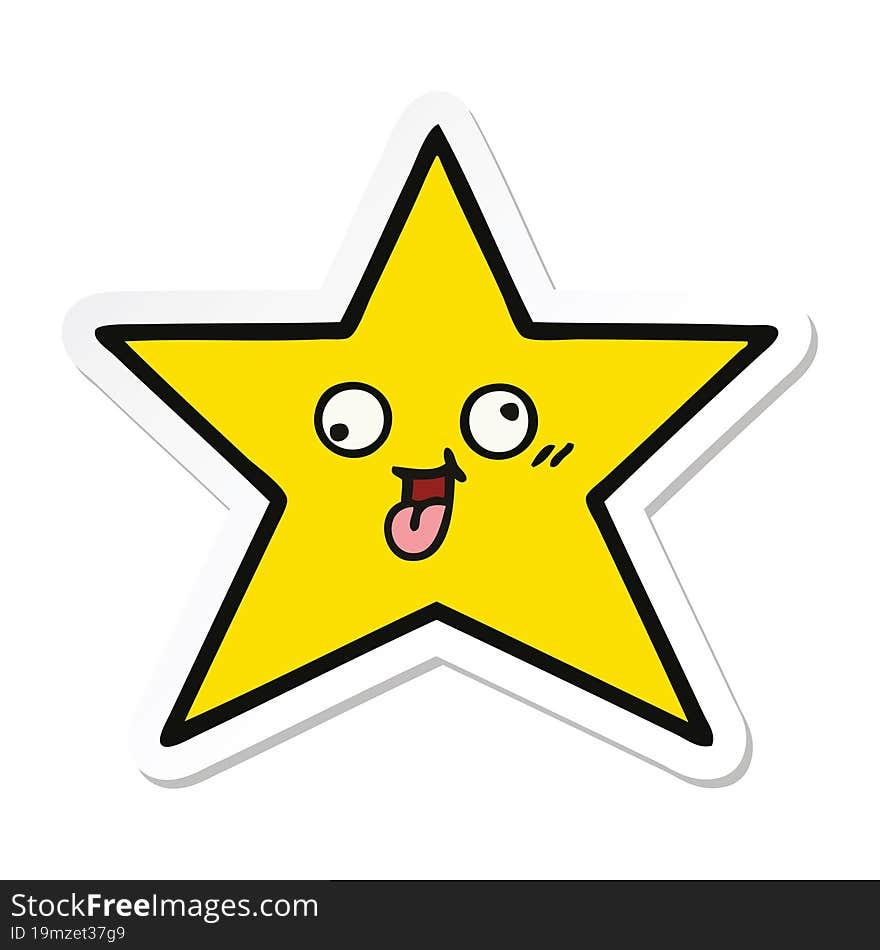 sticker of a cute cartoon gold star