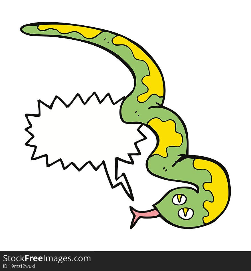 cartoon hissing snake with speech bubble