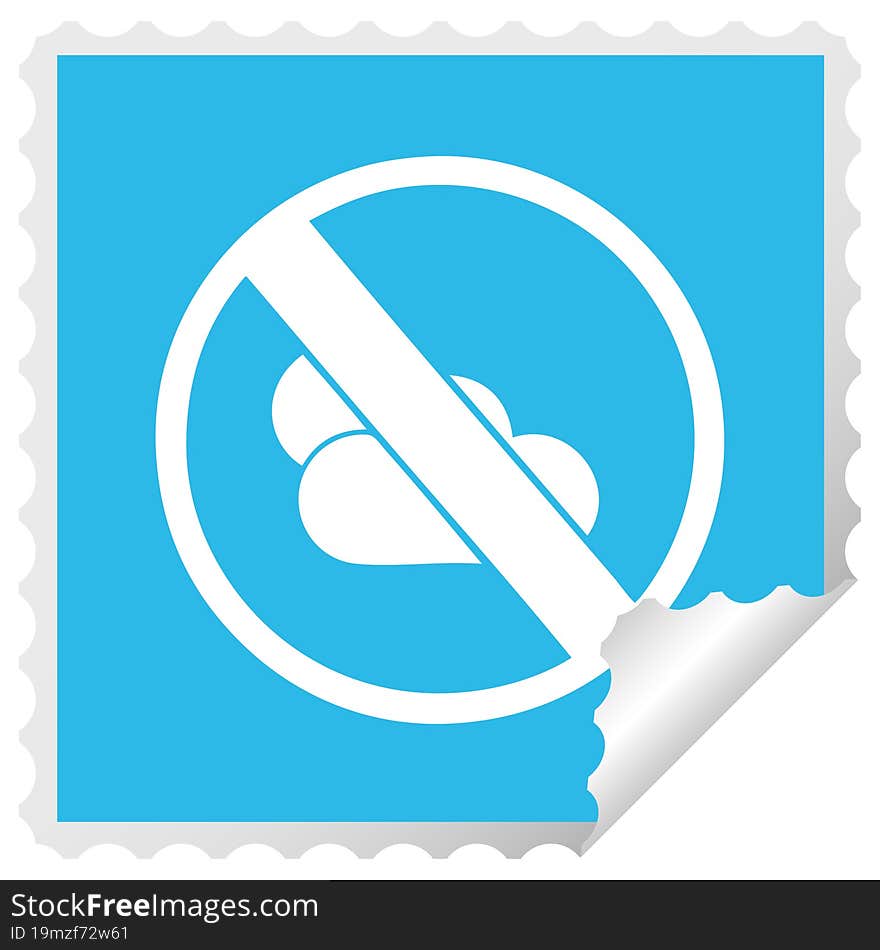 Square Peeling Sticker Cartoon No Sunny Spells Allowed Sign