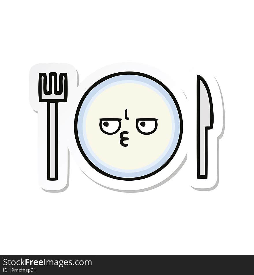 sticker of a cute cartoon dinner plate