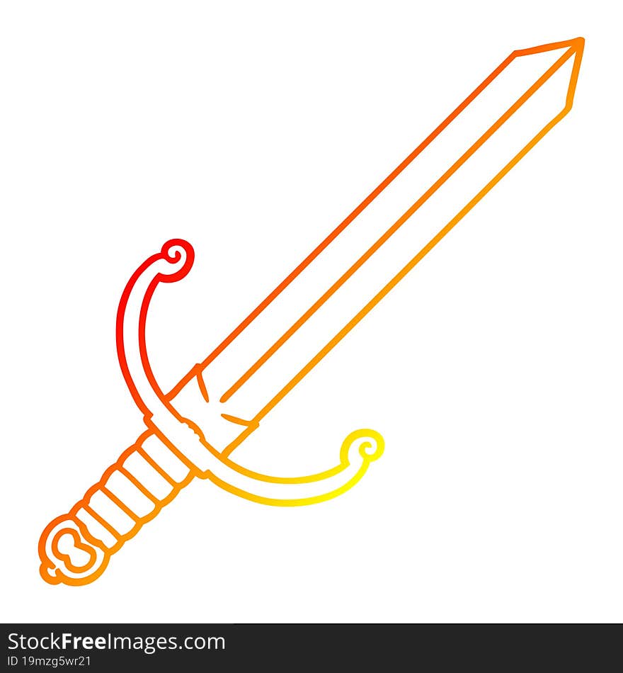 warm gradient line drawing cartoon sword