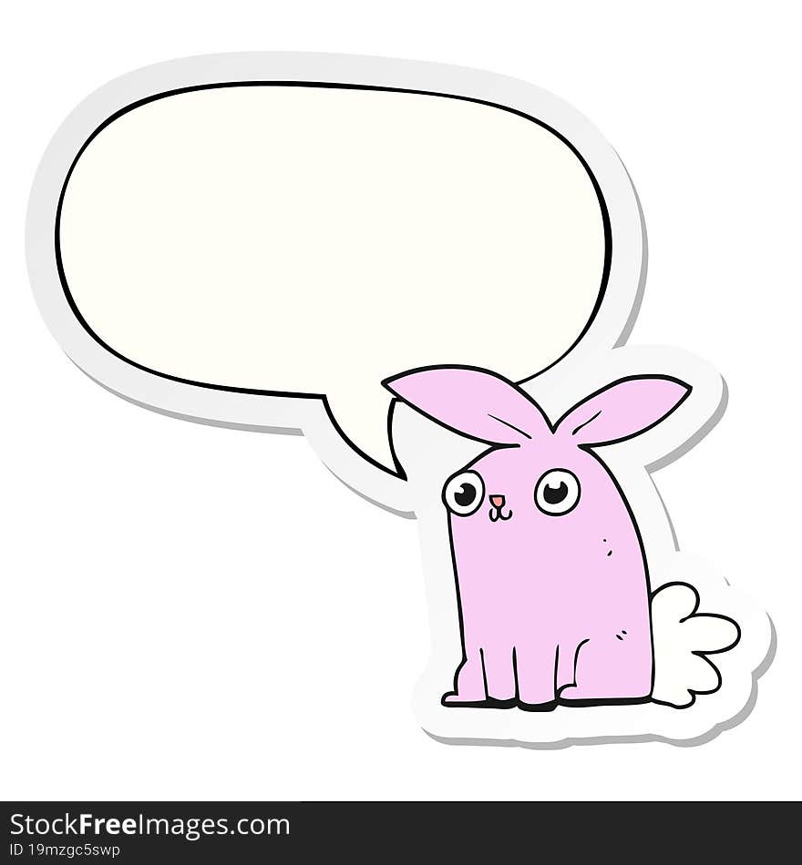 Cartoon Bunny Rabbit And Speech Bubble Sticker