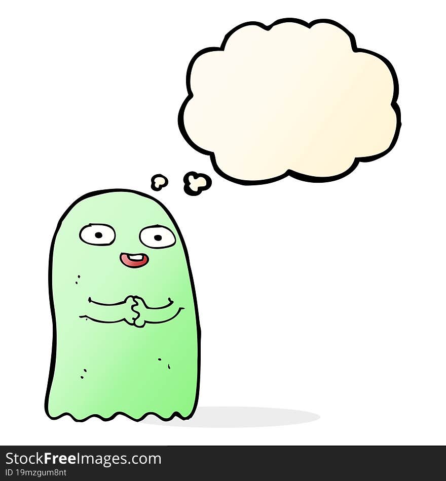 funny cartoon ghost with thought bubble