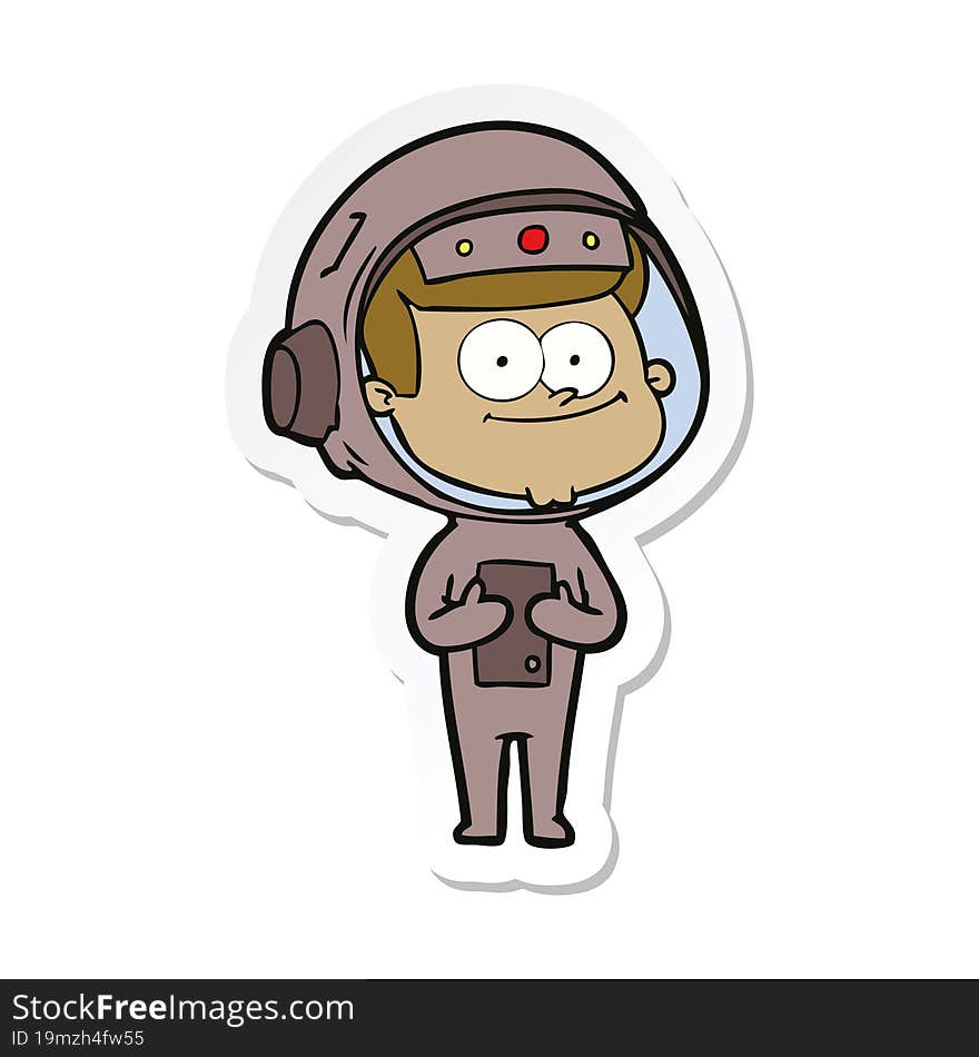 sticker of a happy astronaut cartoon