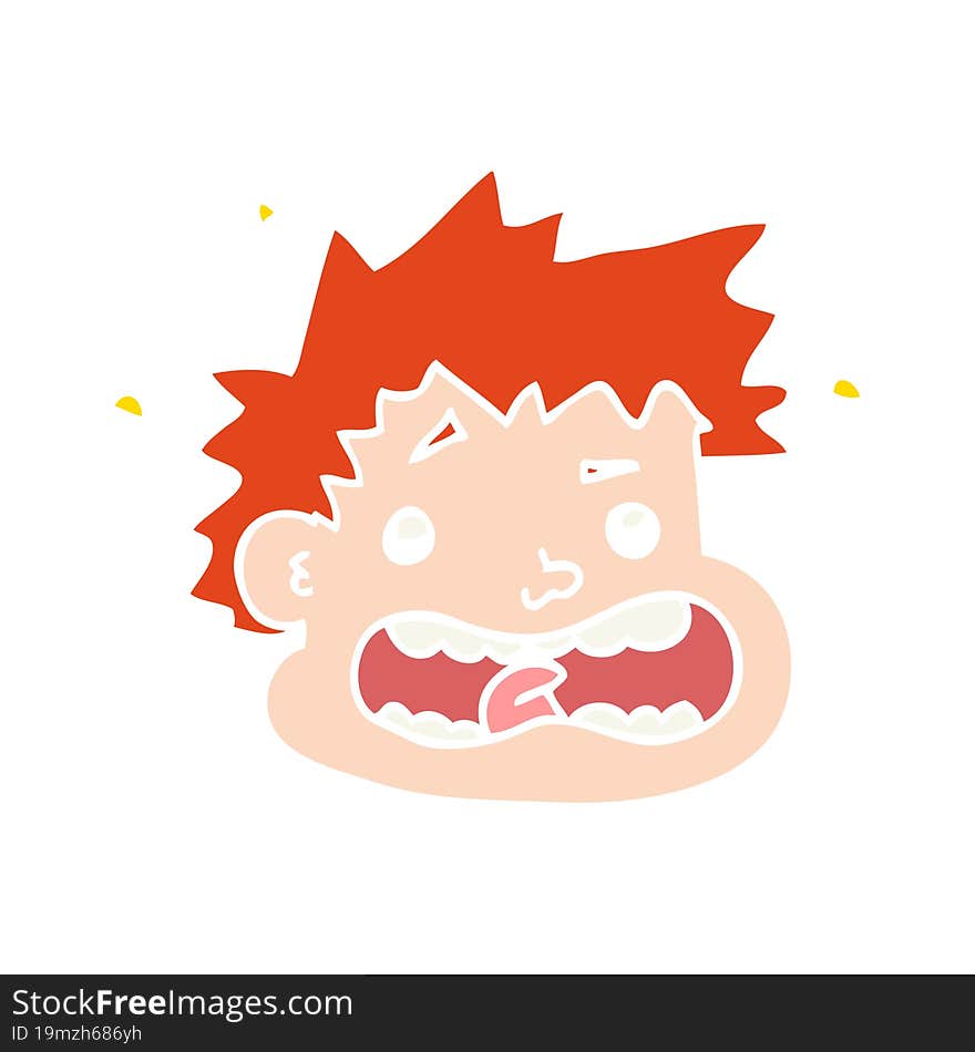 flat color style cartoon frightened face