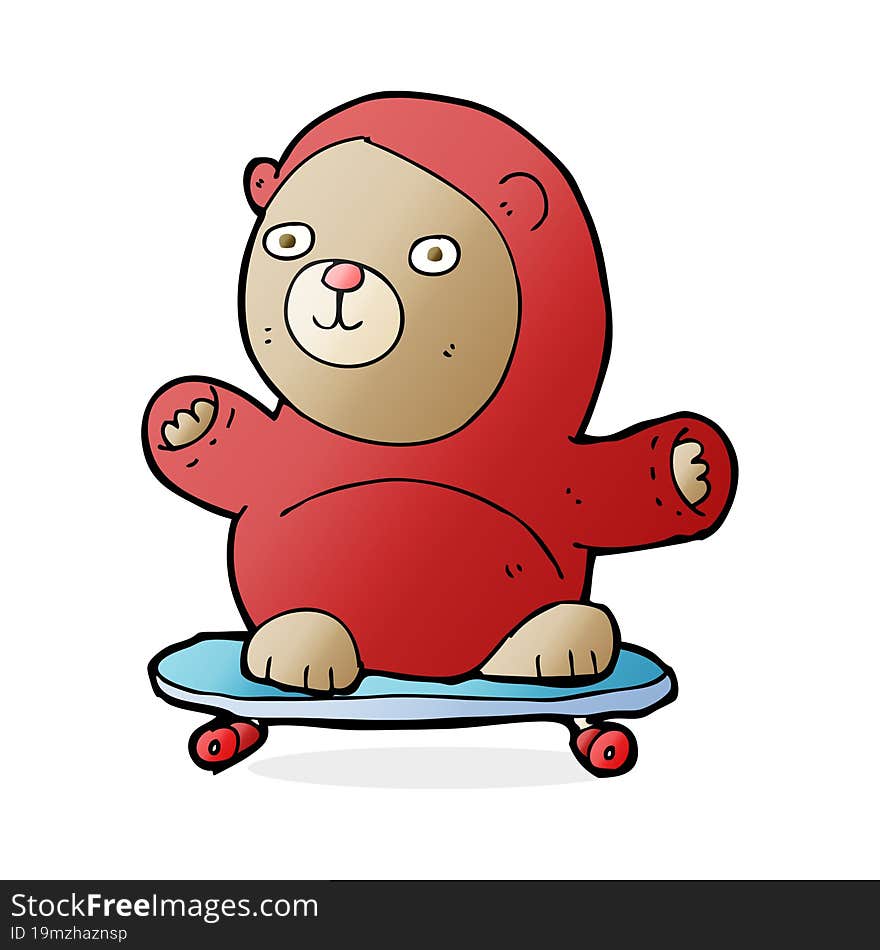 Cartoon Bear On Skateboard